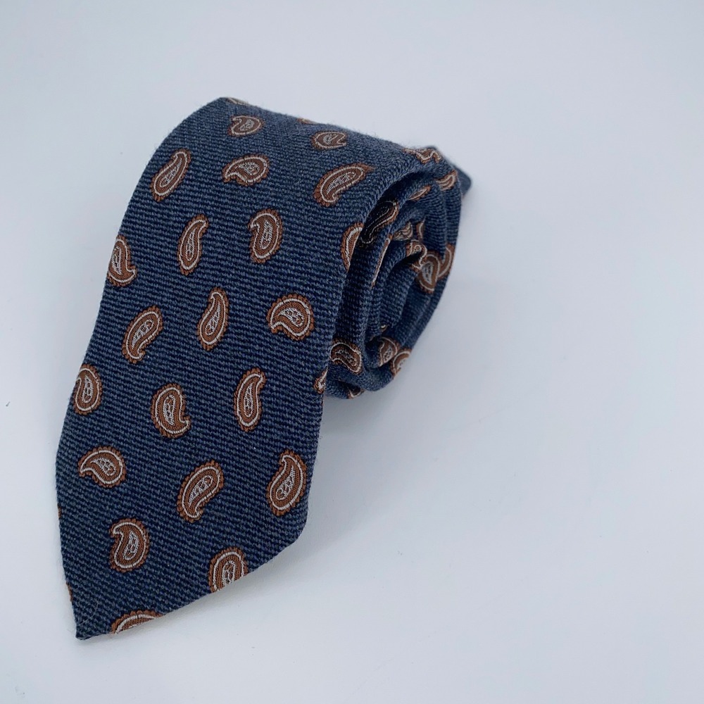 Eton‎ Tie Mens One Size Navy Paisley Silk Classic Luxury Necktie Made in Italy
